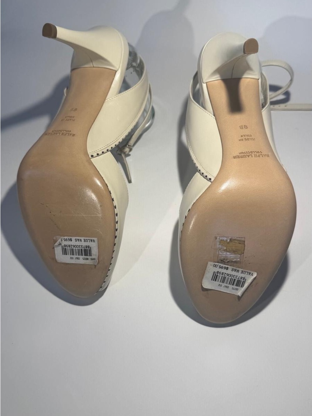 Ralph Lauren Cream Peep-Toe Slingback Heels - Picture 3 of 9